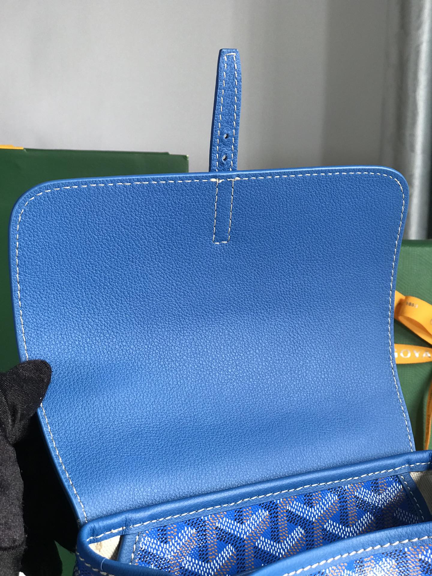 ALPIN MINI BACKPACK 21 IN SAPPHIRE BLUE LAMBSKIN AND GOYARDINE CANVAS
