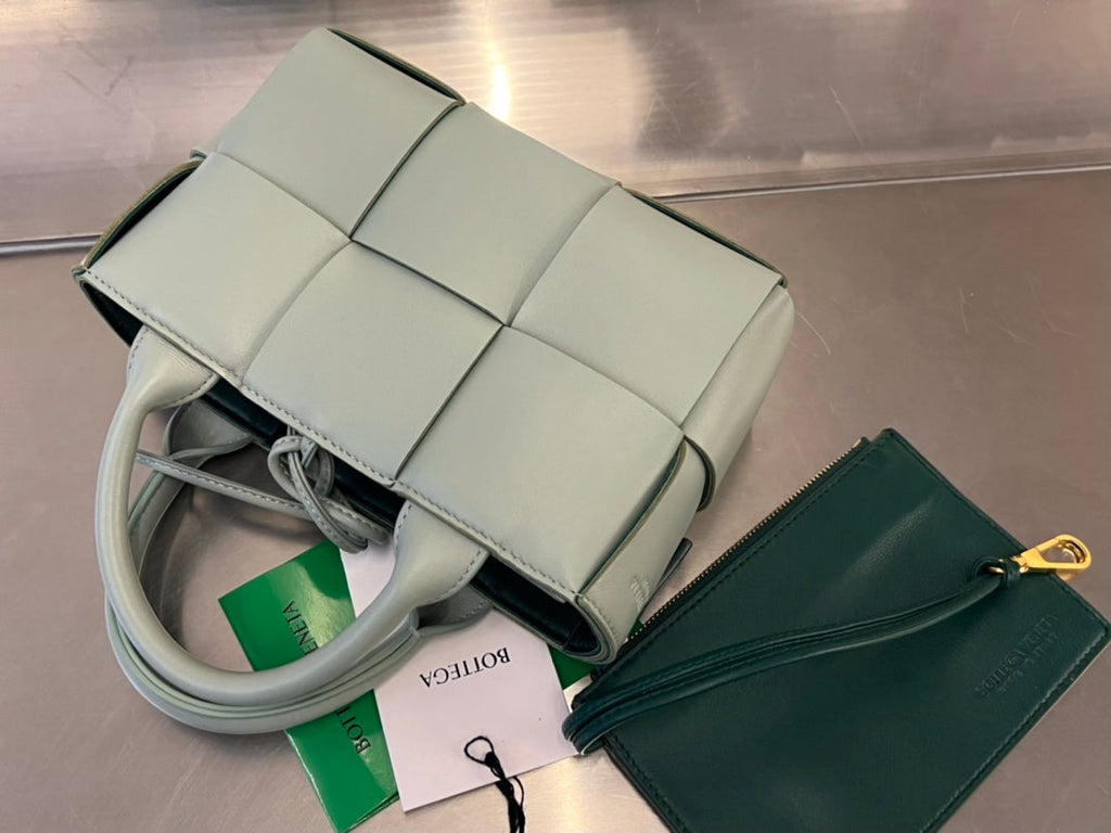 BOTTEGA VENETA CANDY ARCO TOTE 20 IN XANADU GRAY CALFSKIN
