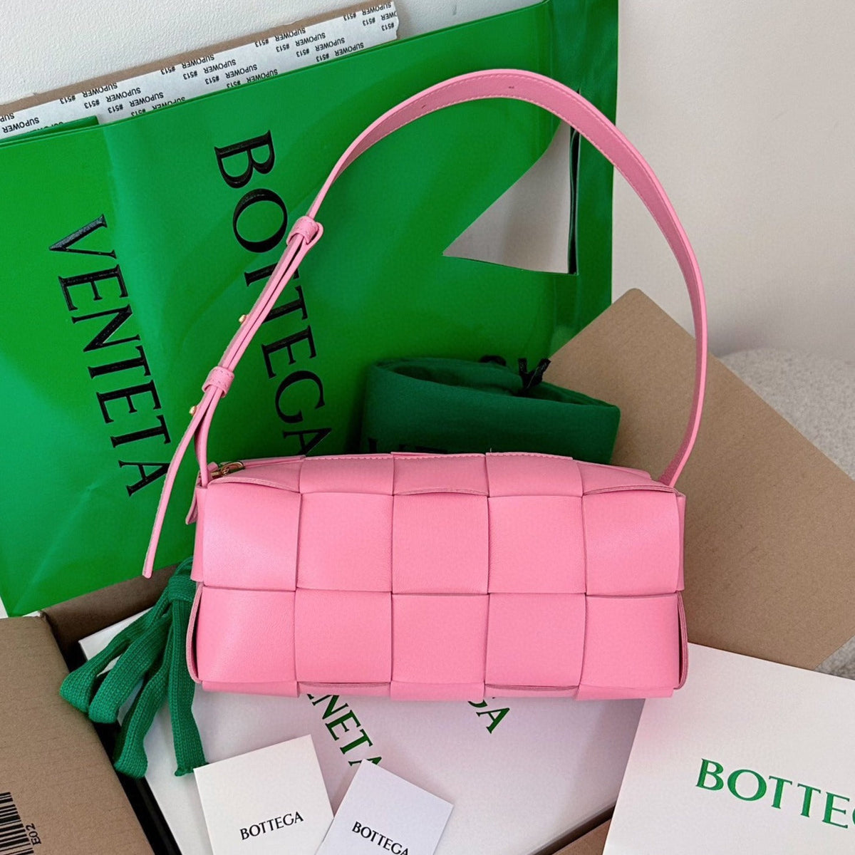 BOTTEGA VENETA CASSETTE 23 IN LIGHT PINK LAMBSKIN