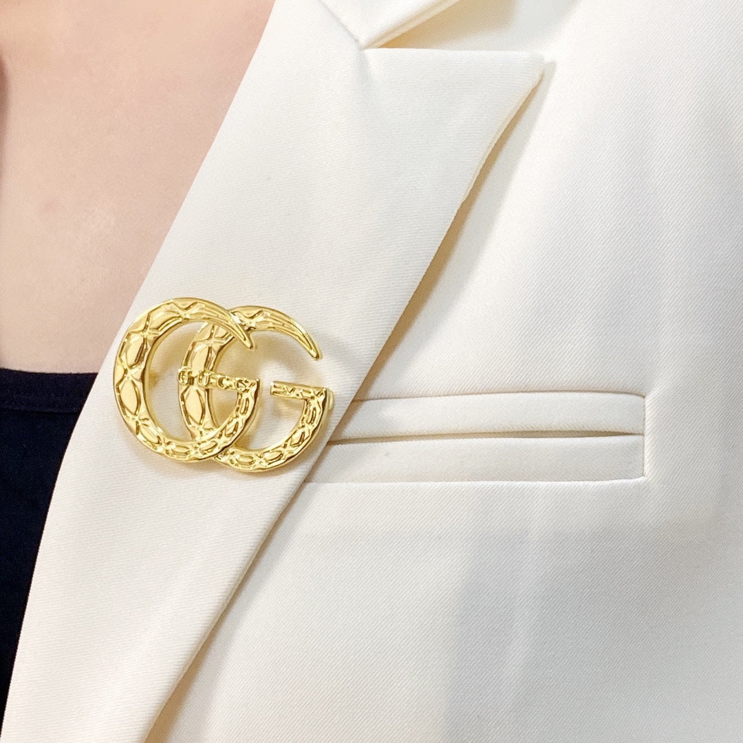 18K Double G Brooch