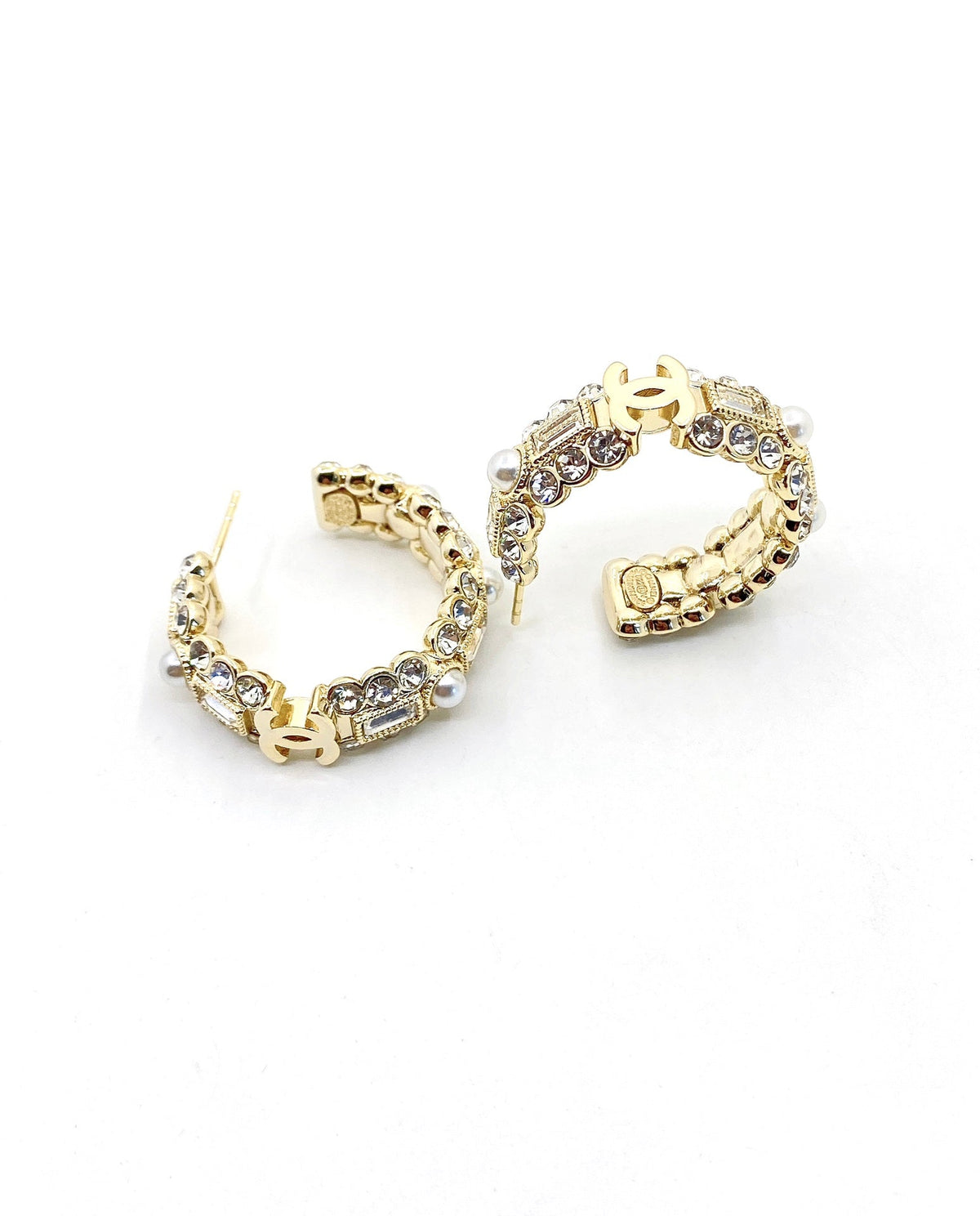 18K  Chanel Crystals Circle Earrings