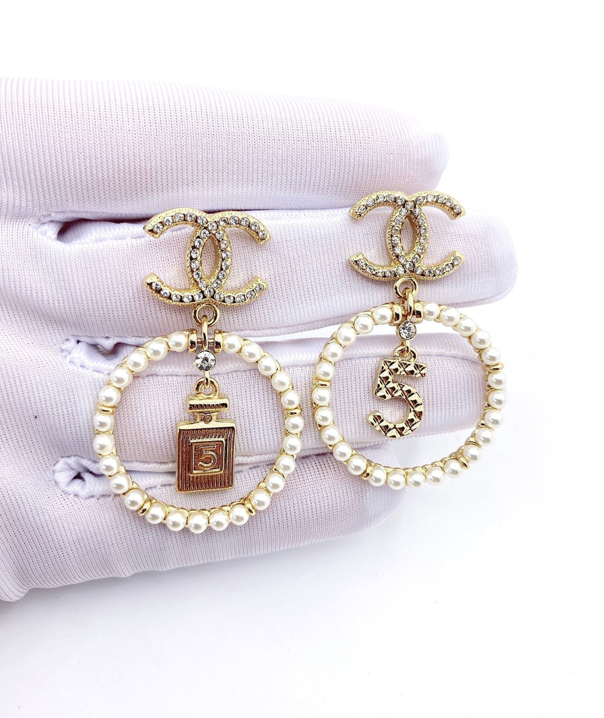 18K  Chanel No.5 Perfume Bottle Earrings