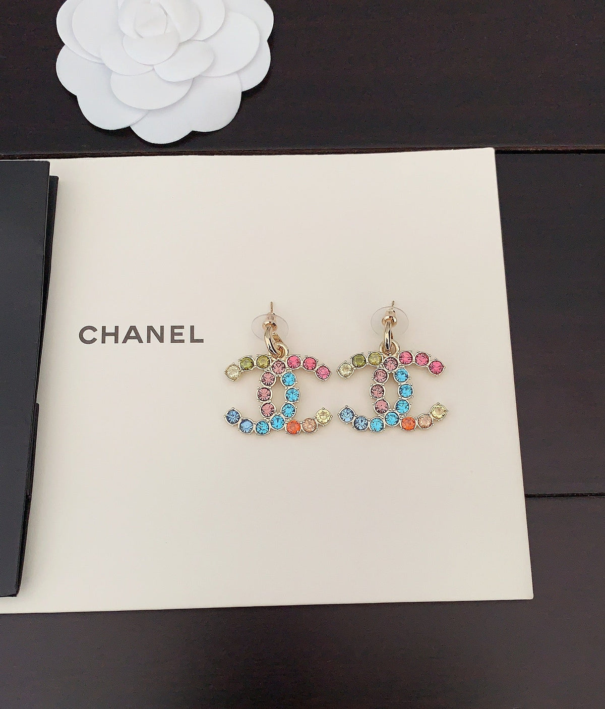 18K  Chanel Color Crystals Earrings