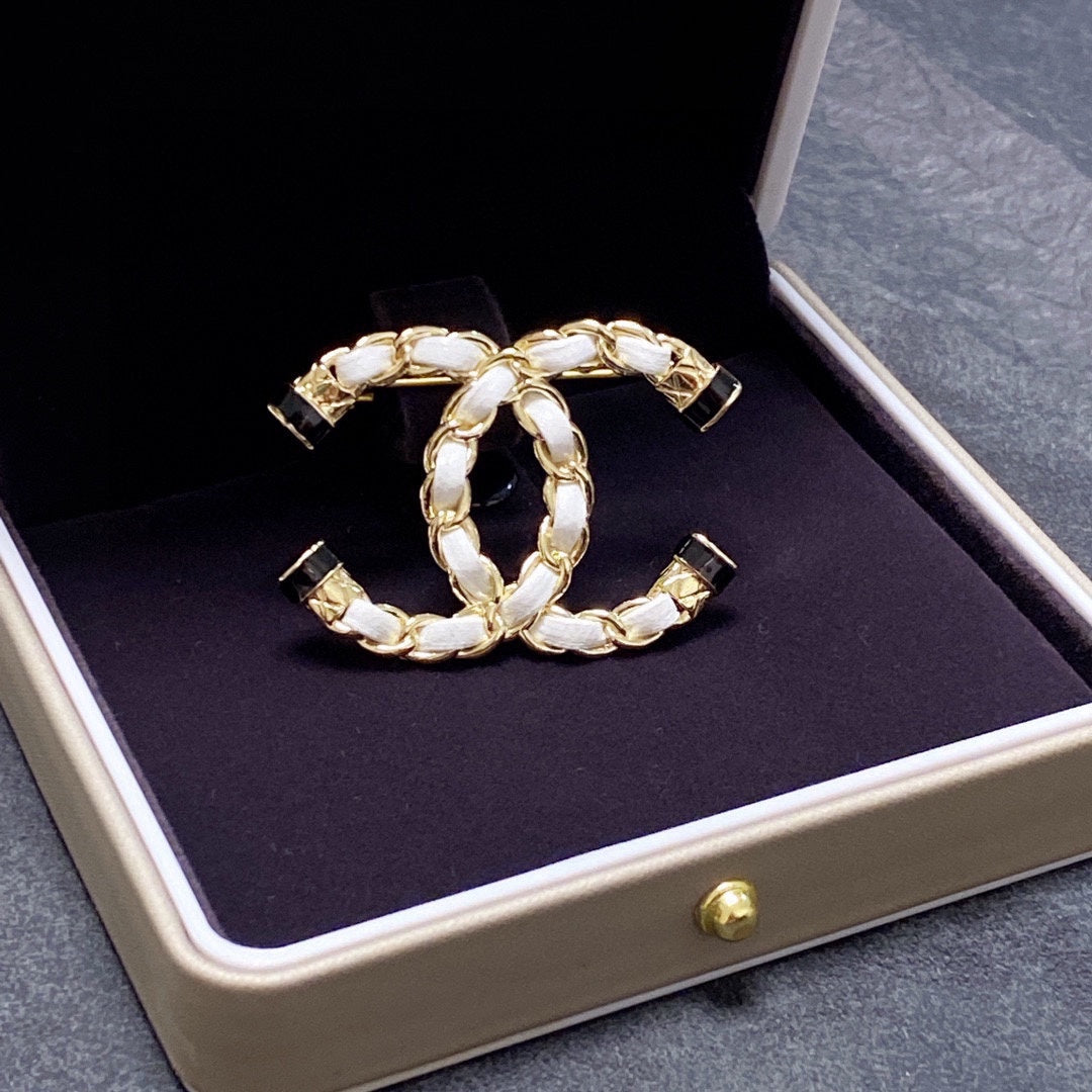18K CC Pearl Brooch
