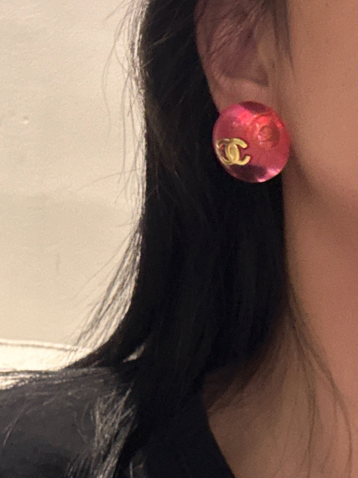 18K  Chanel Pink Crystal Earrings