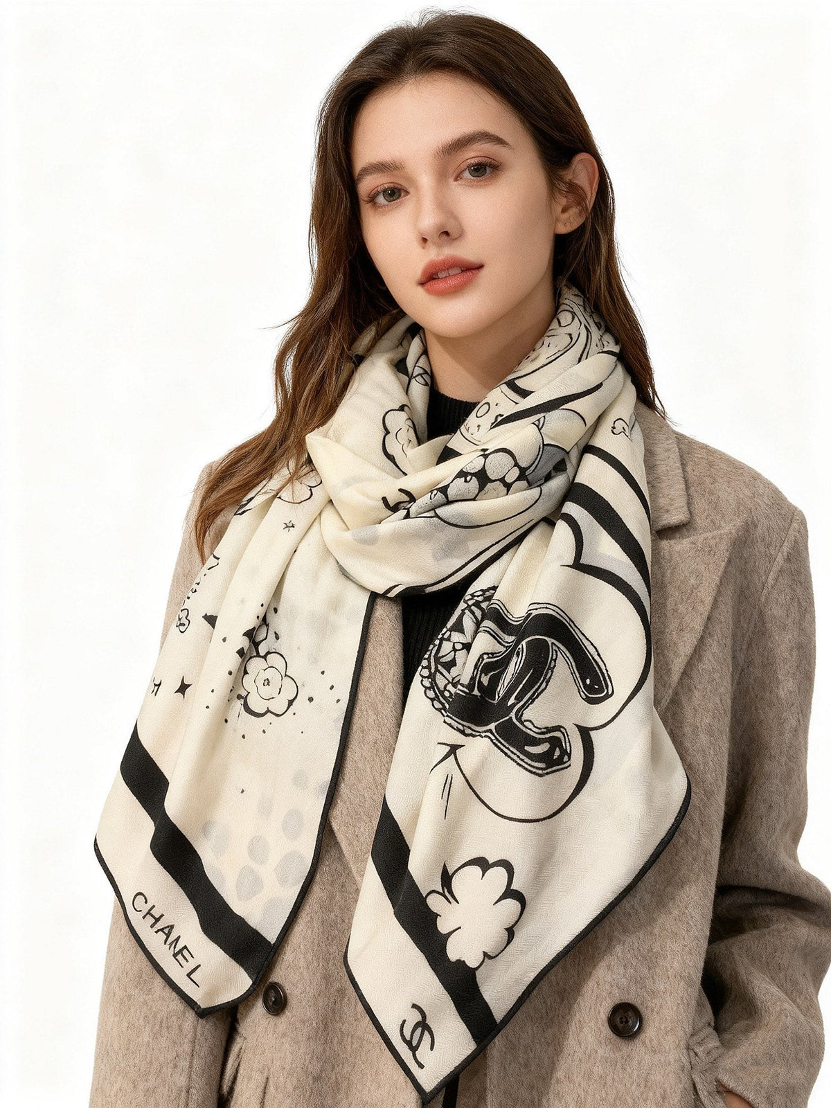 CHANEL 25S SCARF 140 CM IN CASHMERE SILK 941832