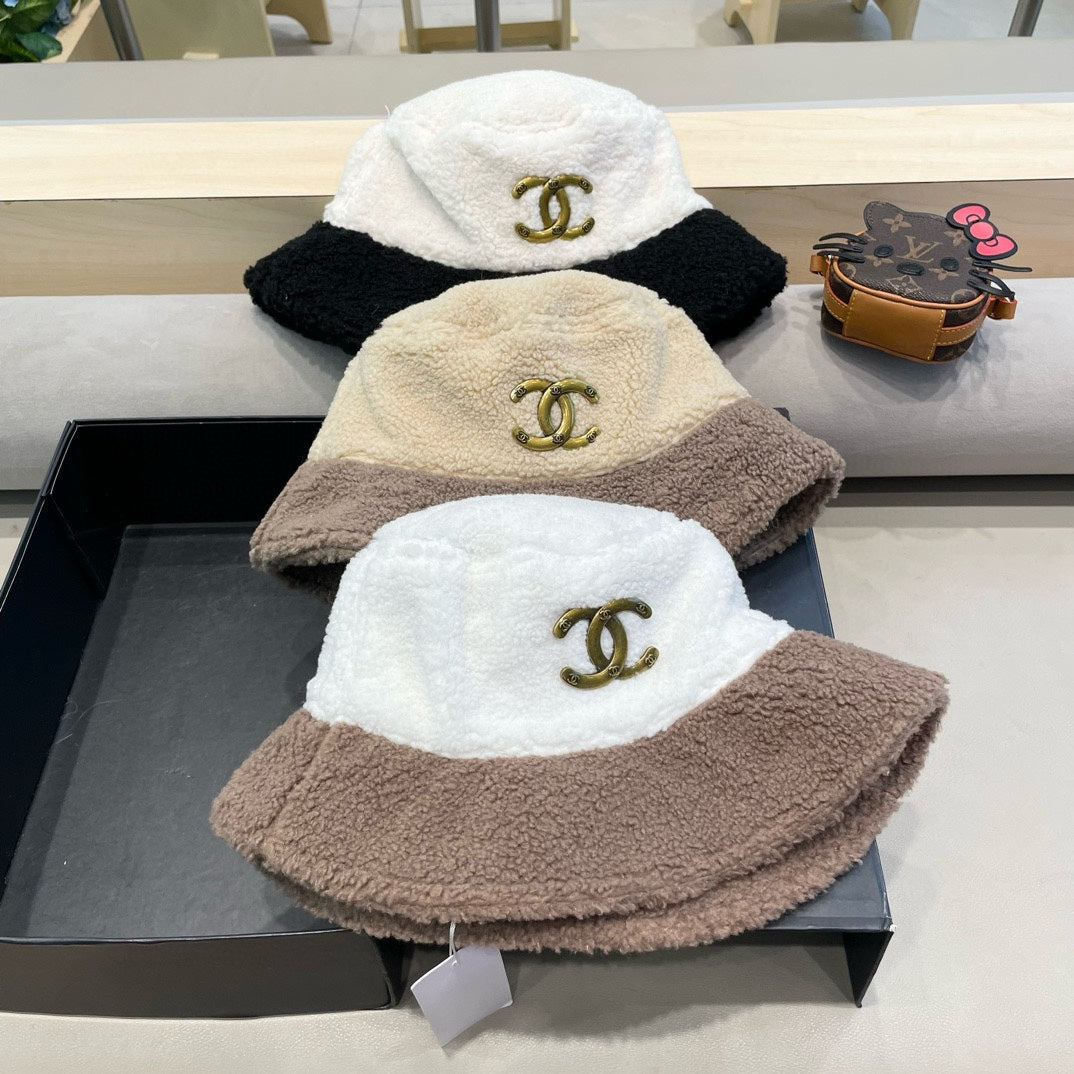 CHANEL BUCKET HAT IN BEIGE MIX WENGE BROWN LAMB WOOL 431623