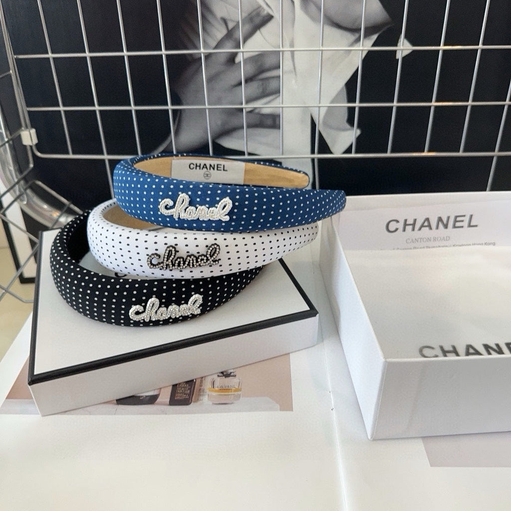 CHANEL BLACK FABRIC HAIRBAND 423658