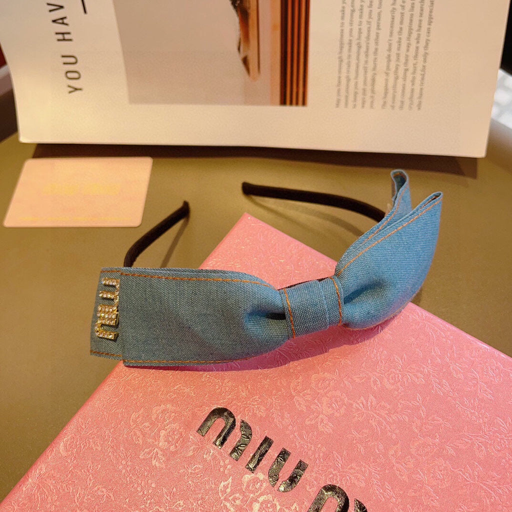 BOW HEADBAND IN BABY BLUE DENIM 398854