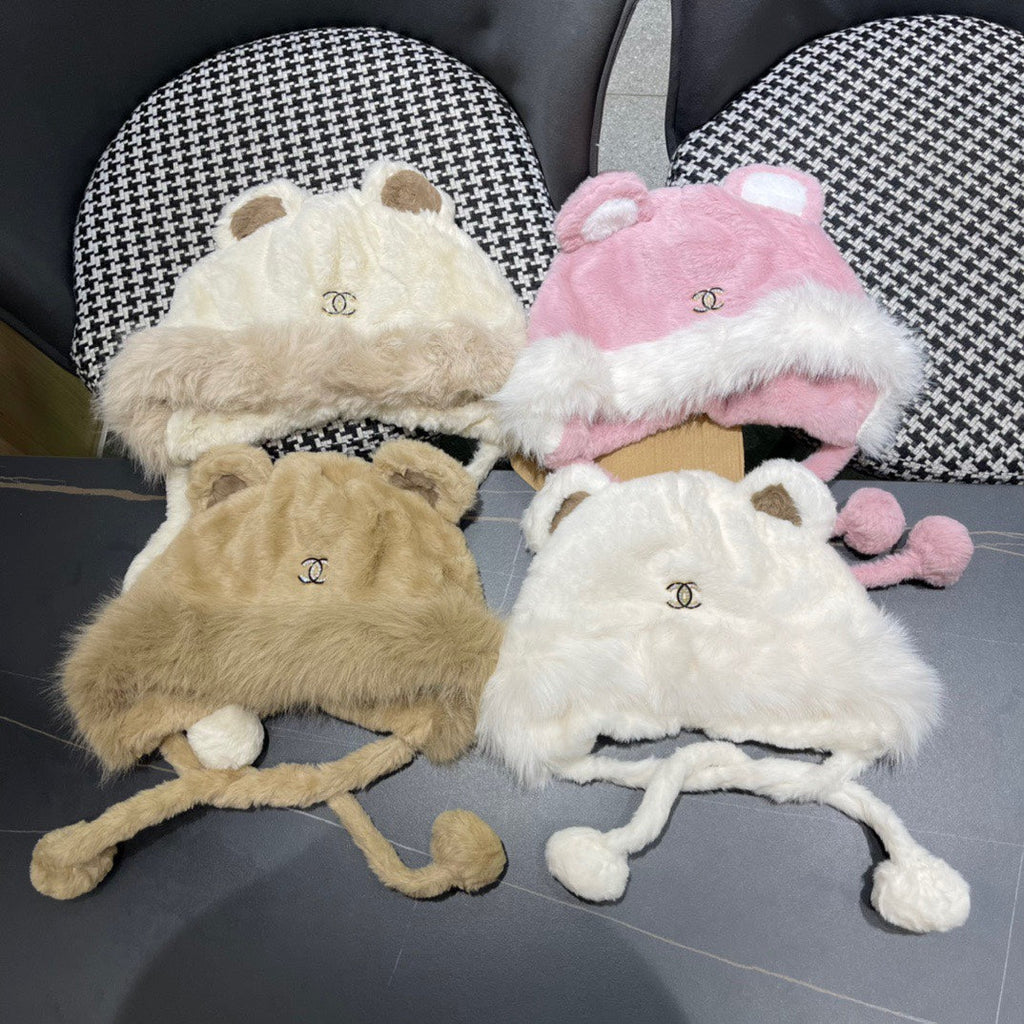 CHANEL BEANIE HAT IN WHITE FLEECE AND WOOL 433166