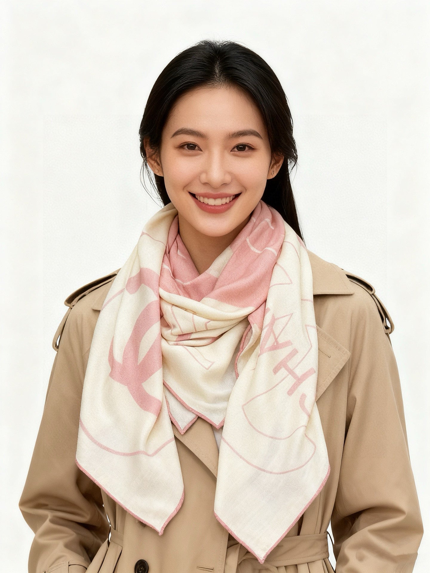 CHANEL 25S SCARF 135 IN SILK AND CASHMERE 932038