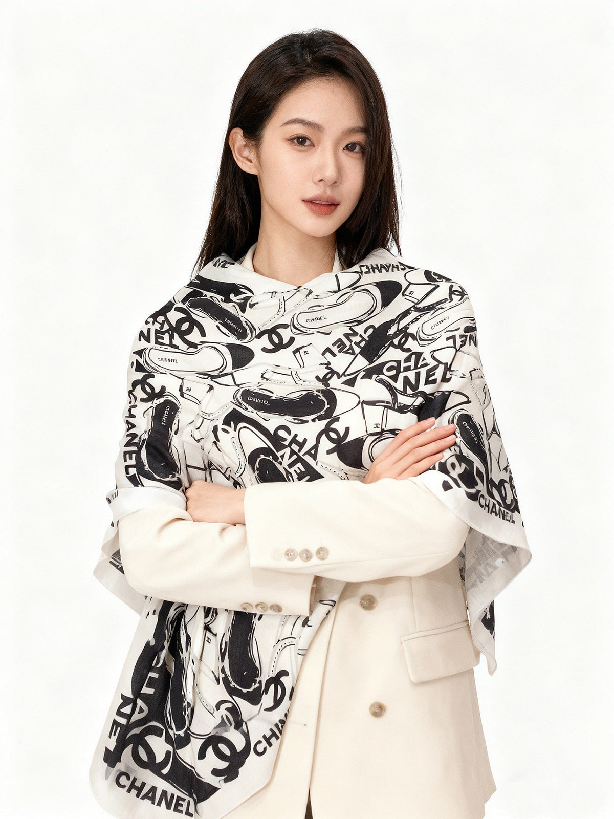 CHANEL 25S SCARF 135 CM IN CASHMERE SILK 941790