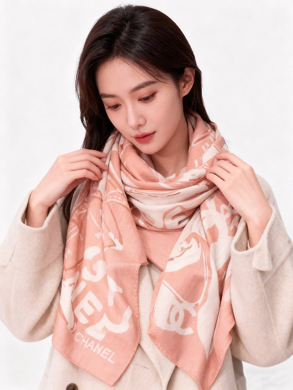 CHANEL 25S SCARF 135 CM IN CASHMERE SILK 941789