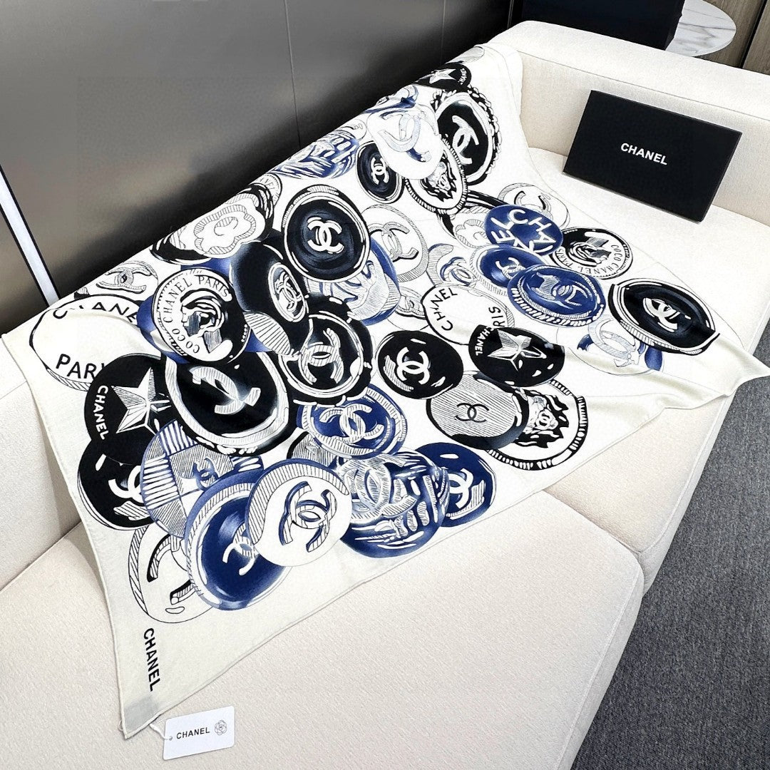 CHANEL 25S SCARF 140 IN CASHMERE SILK 642080